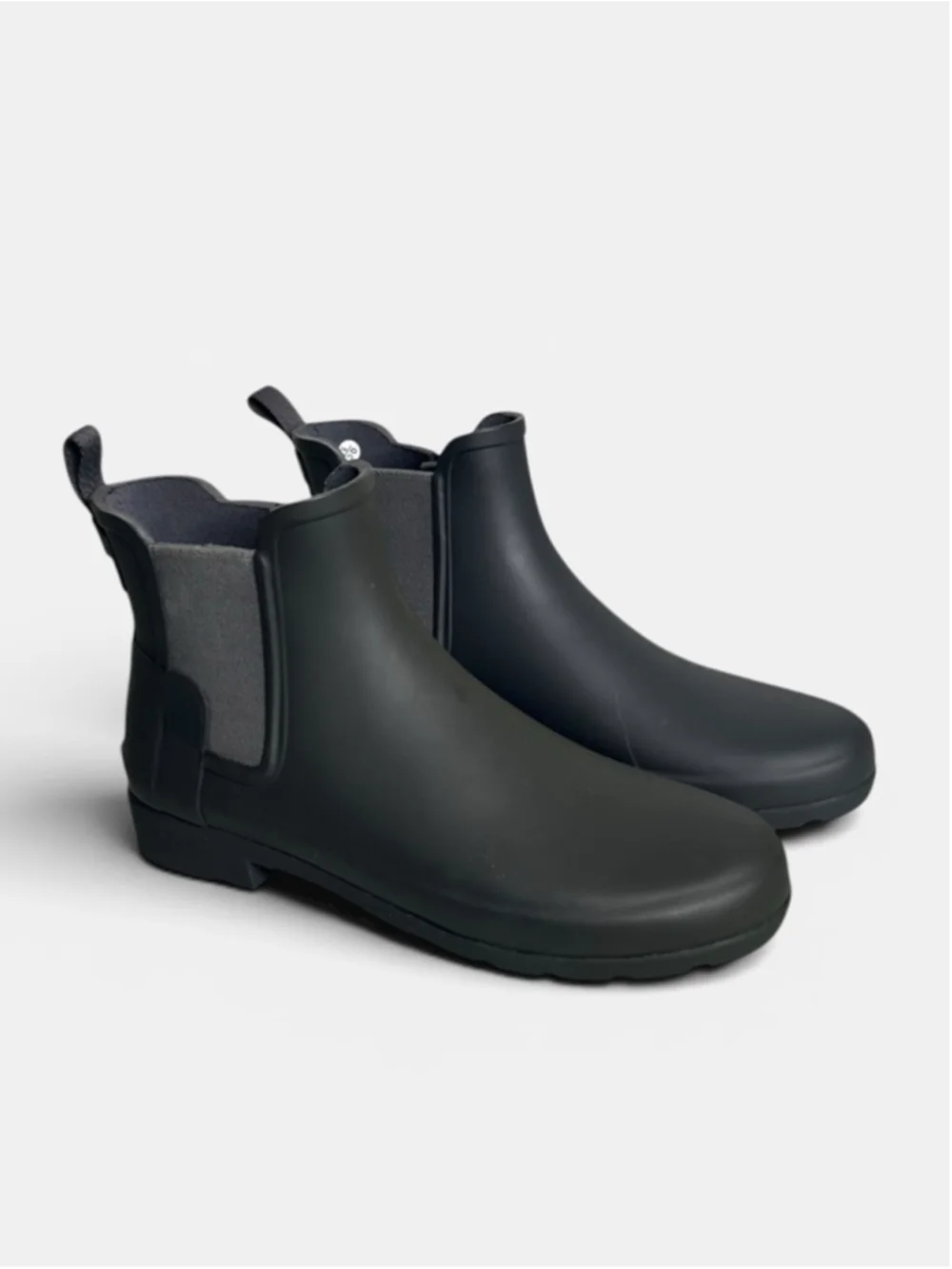 Hunter Black Gray Refined Slim Waterproof Chelsea Rain Boots Women's Size 8